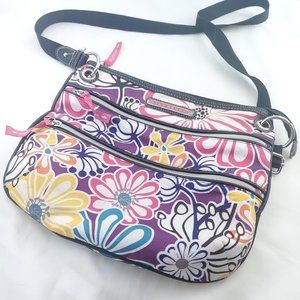 Lily Bloom Womens Multicolor Floral Print Lined Inner Pockets Crossbody Bag
